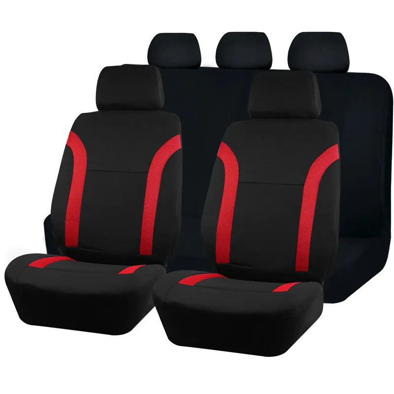 Universal polyester car seat cover set in choice of colours, showing front and rear seat cover pieces.