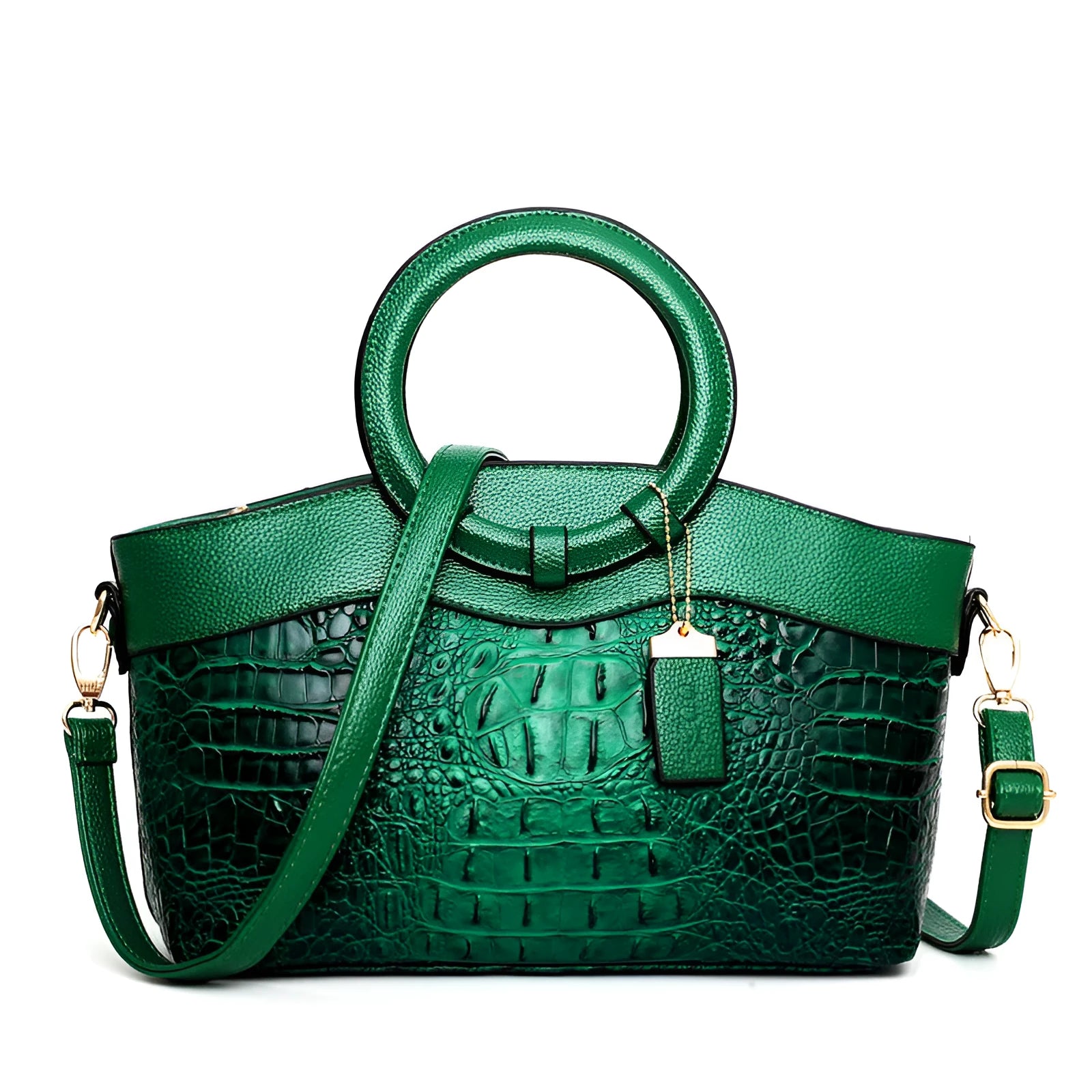 Fabric ladies casual handbag showing multiple compartments including zipper pocket and phone bag