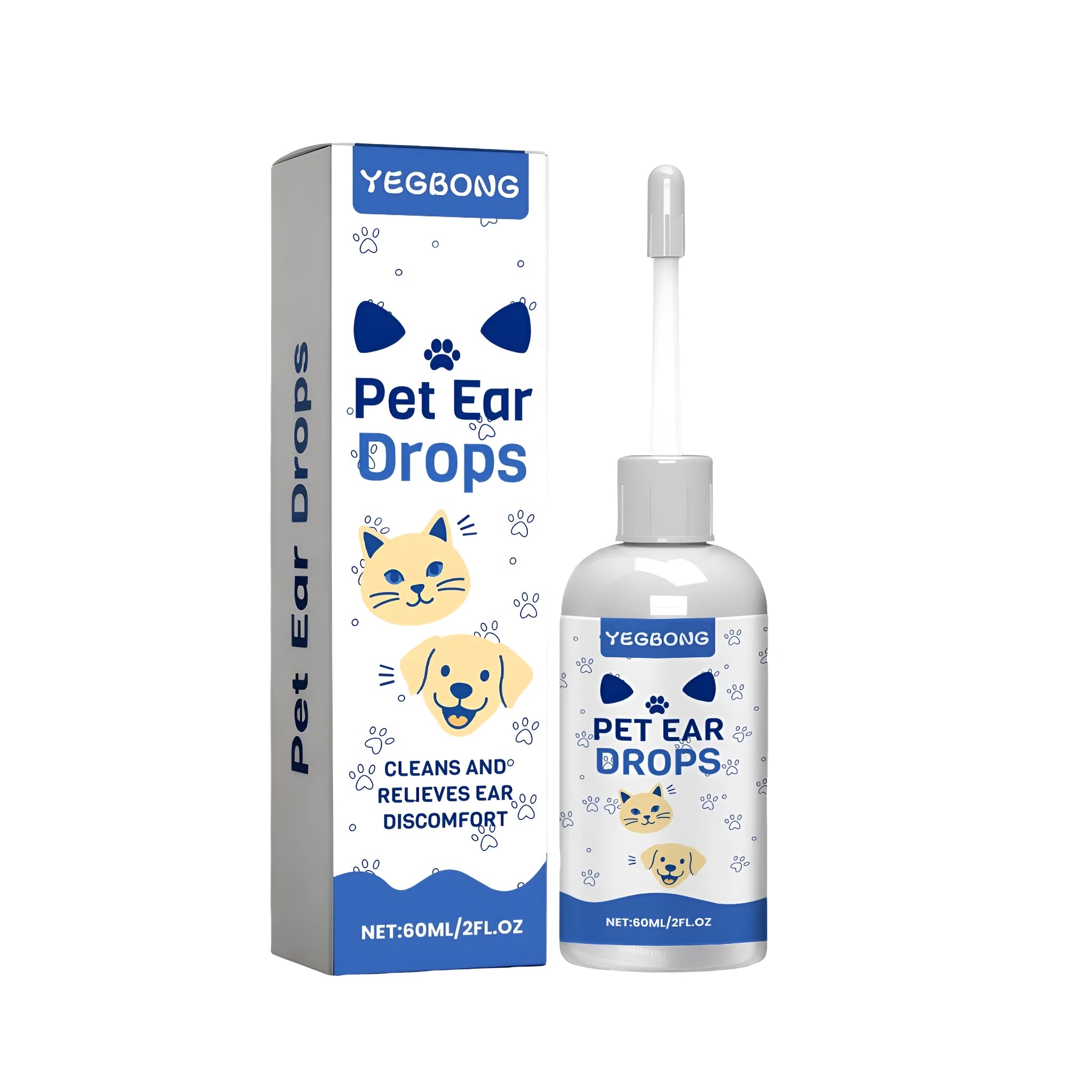 60ml pet ear drops with mint extract and hyaluronic acid for dogs and cats ear cleaning