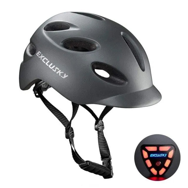Electric LED cycling helmet with tail light, In-Mold PC shell and EPS liner, available in multiple colours and sizes M/L