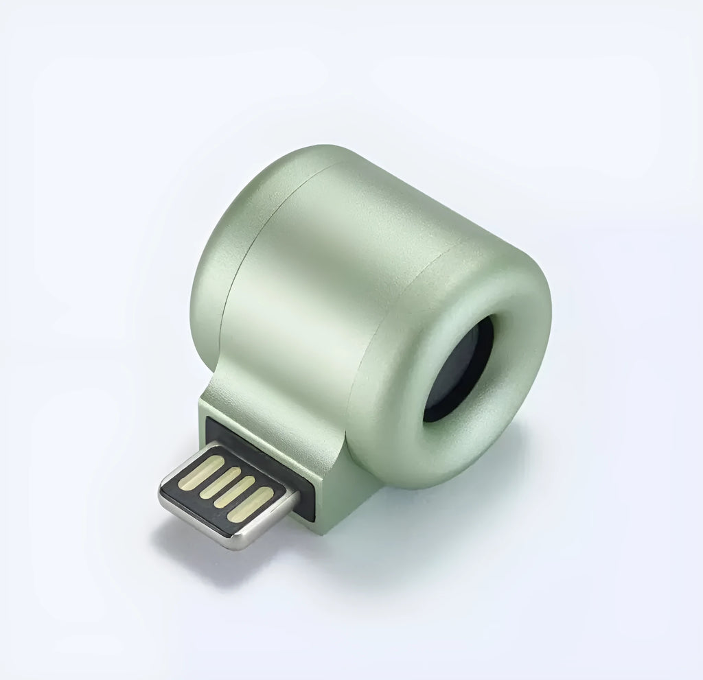 USB mini diffuser car air purifier in grey colour, portable solid device for fresh air