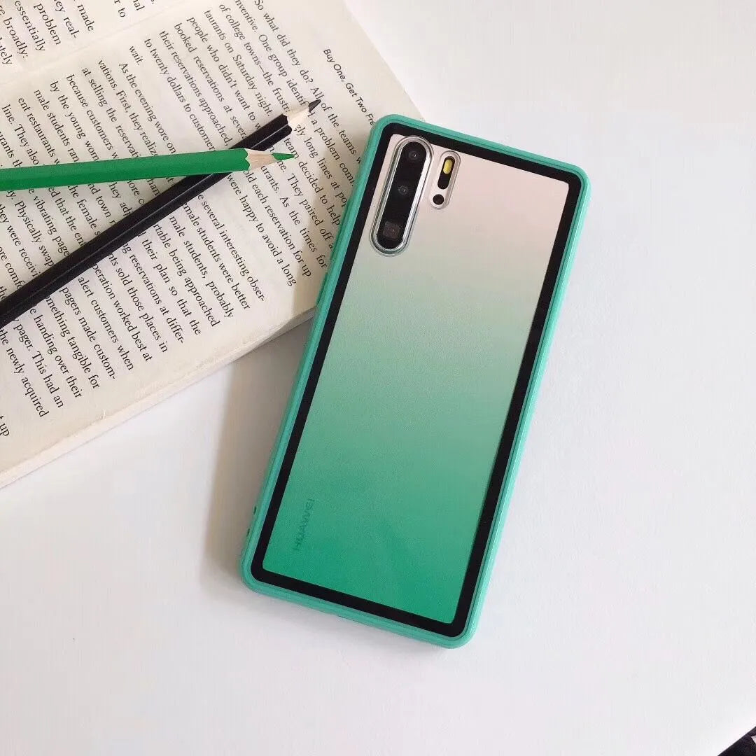 Rainbow Huawei phone case in TPU+PC construction showing back cover design