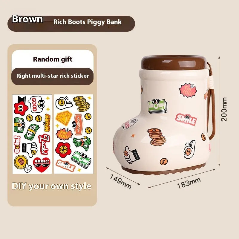 Cartoon-style red and brown plastic desktop storage box with grid compartments for organising pens and stationery.