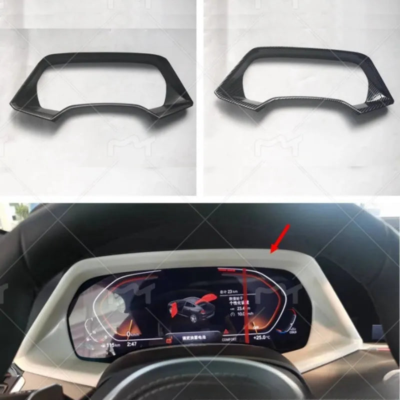 BMW X5 dashboard decorative frame in ABS plastic with peach wood or carbon fibre finish
