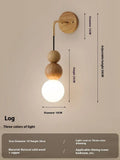 Wood copper wall lamp with tricolour lighting for living room or bedroom walls