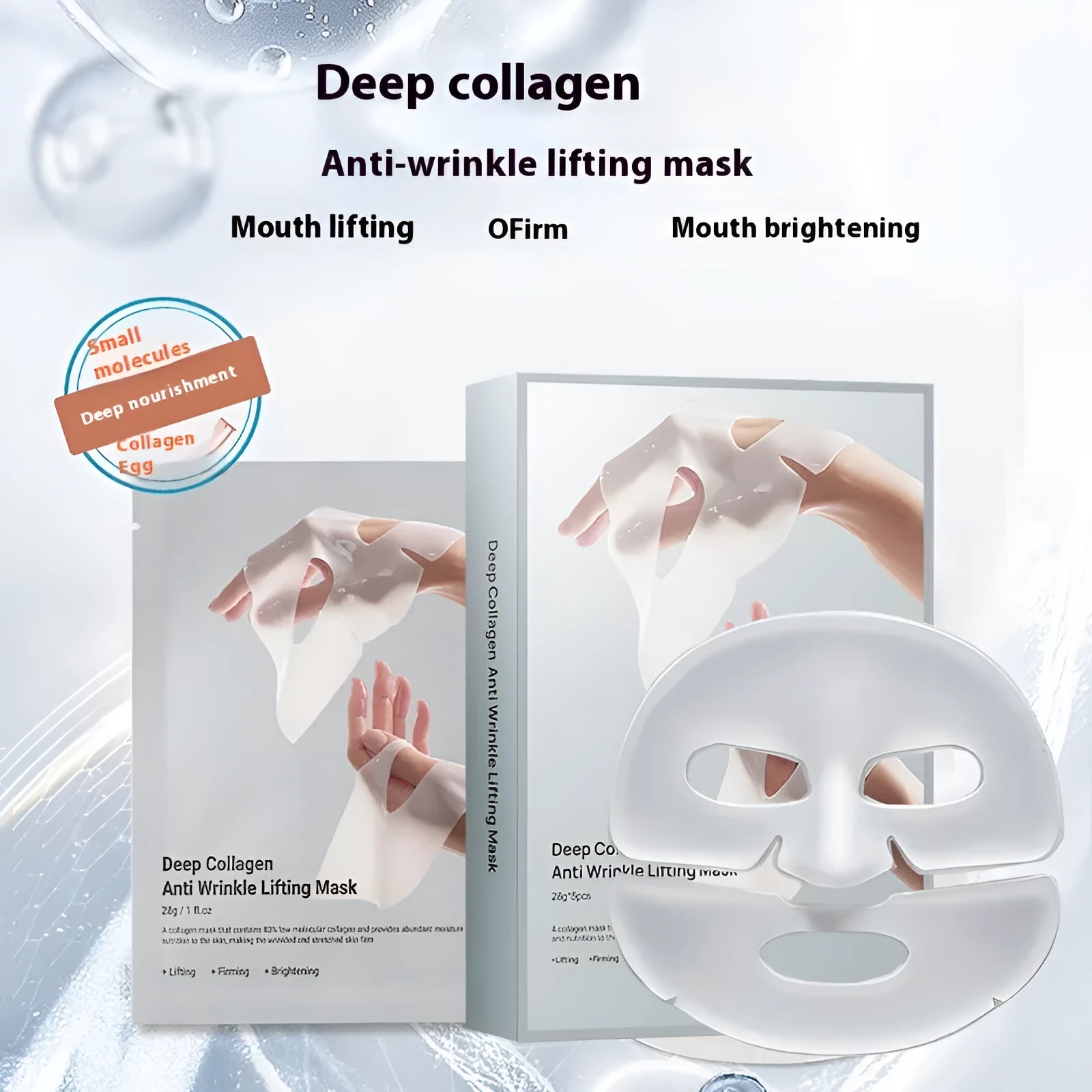 Unbranded collagen anti-wrinkle facial mask with 28ml serum content