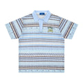 Men's loose fit printed short sleeve shirt in blue or yellow with elastic polyester fabric