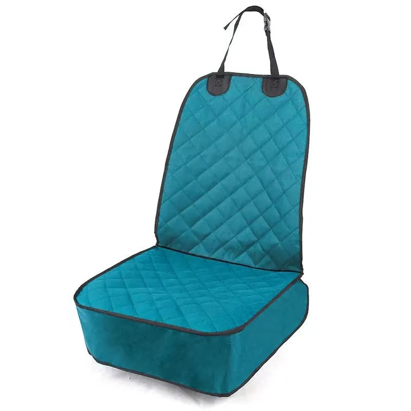 Oxford cloth pet car cushion in black on a vehicle co-pilot seat