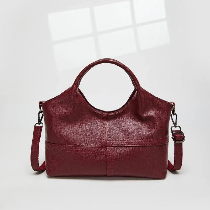 Women's horizontal square handbag in royal blue with stitching detail, 29x12x20cm, PU material