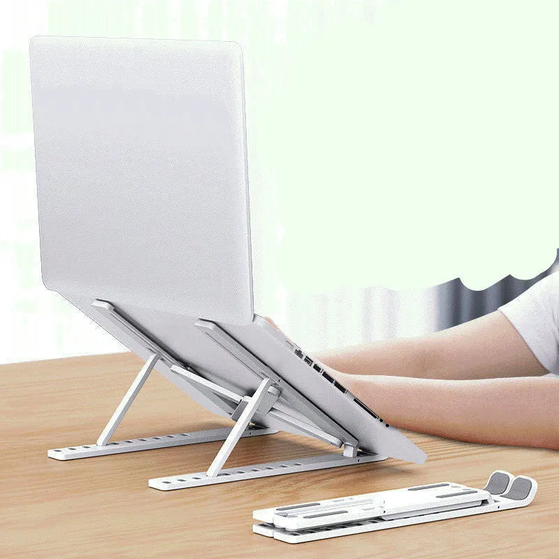 Portable laptop lift cooling base made of ABS plastic in 10-position folding design black colour