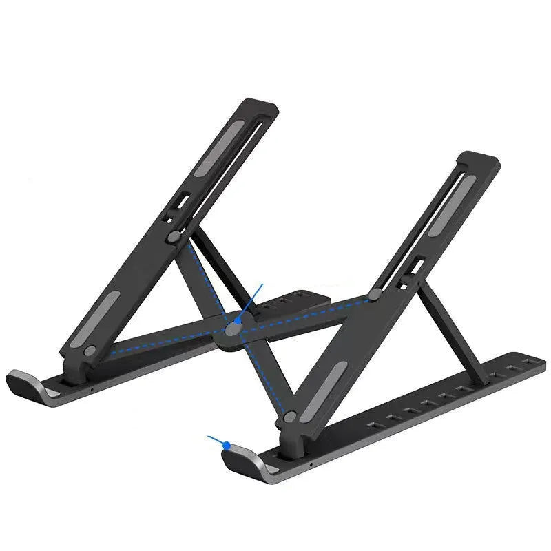 Portable laptop lift cooling base made of ABS plastic in 10-position folding design black colour