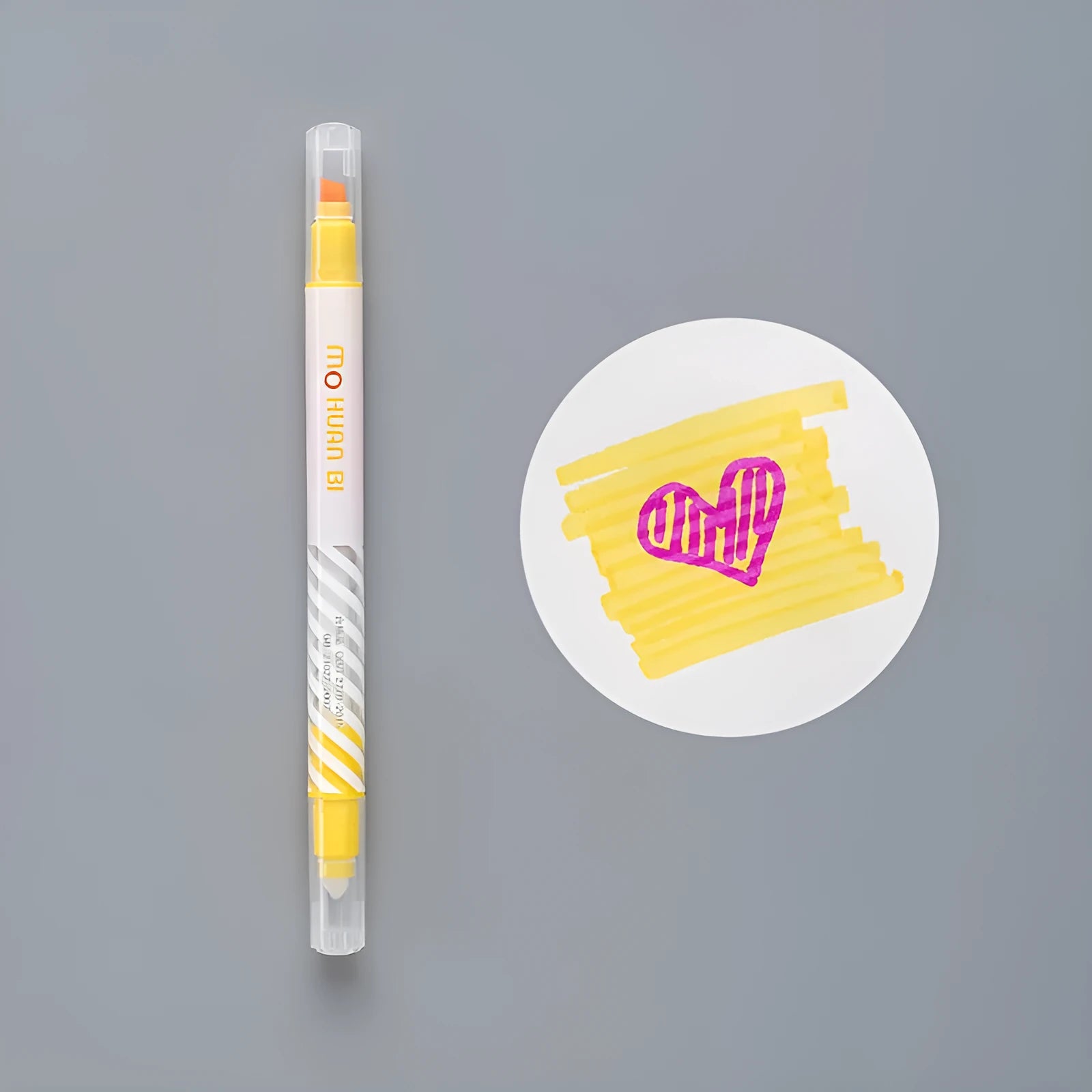 Colour-changing highlighter pen in assorted colours including Dark Blue, Light Purple, Pink, Red, and Yellow, 14.5cm length