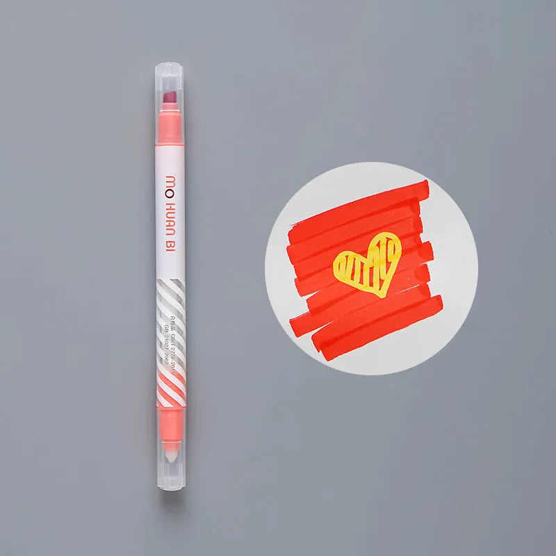 Colour-changing highlighter pen in assorted colours including Dark Blue, Light Purple, Pink, Red, and Yellow, 14.5cm length