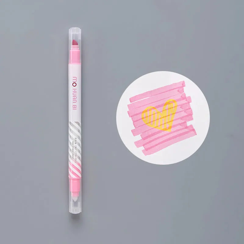 Colour-changing highlighter pen in assorted colours including Dark Blue, Light Purple, Pink, Red, and Yellow, 14.5cm length