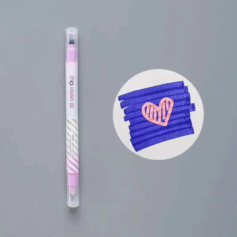 Colour-changing highlighter pen in assorted colours including Dark Blue, Light Purple, Pink, Red, and Yellow, 14.5cm length