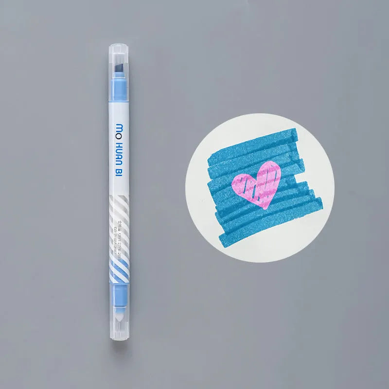 Colour-changing highlighter pen in assorted colours including Dark Blue, Light Purple, Pink, Red, and Yellow, 14.5cm length