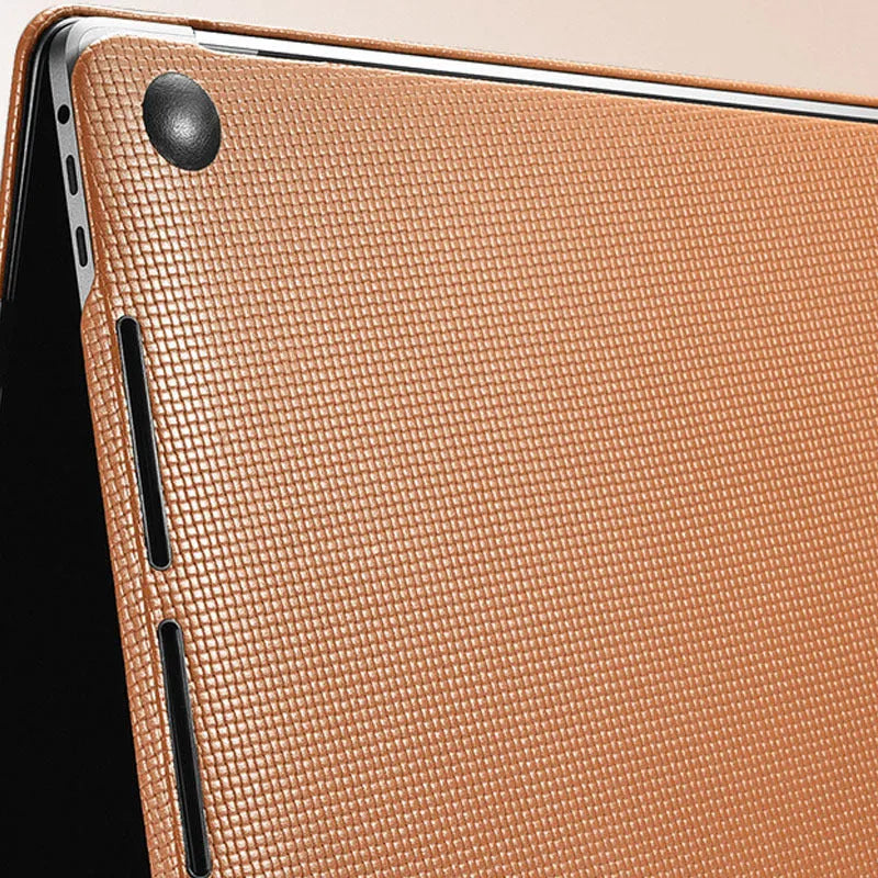 Ultra-thin first layer cowhide leather protective sleeve for Apple notebook, black, cross pattern texture