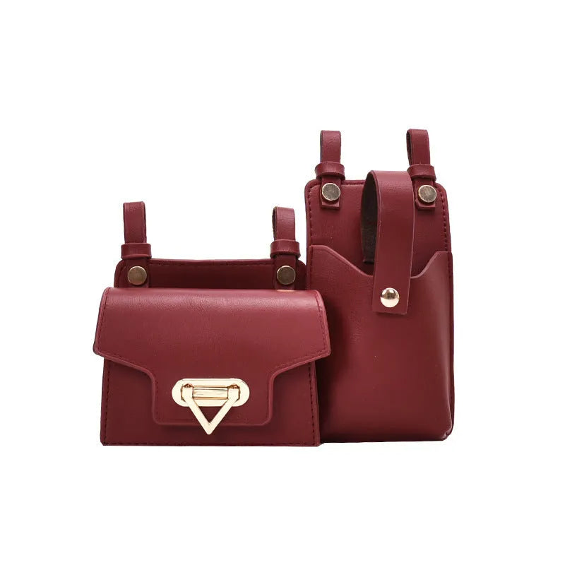 Small square PU women's crossbody chest belt bag in black with colour contrast detailing and magnetic button closure