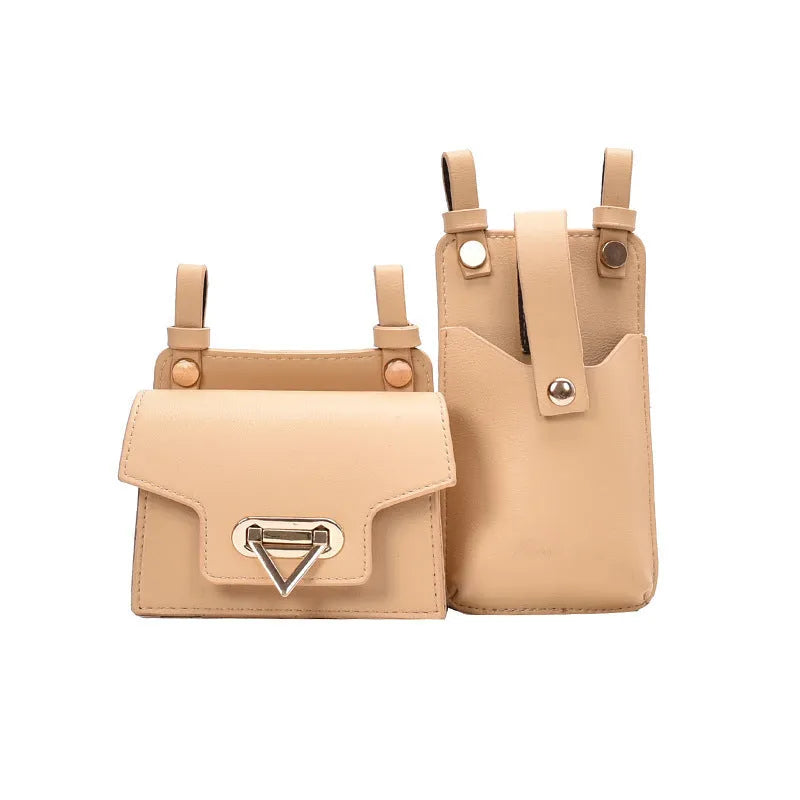 Small square PU women's crossbody chest belt bag in black with colour contrast detailing and magnetic button closure