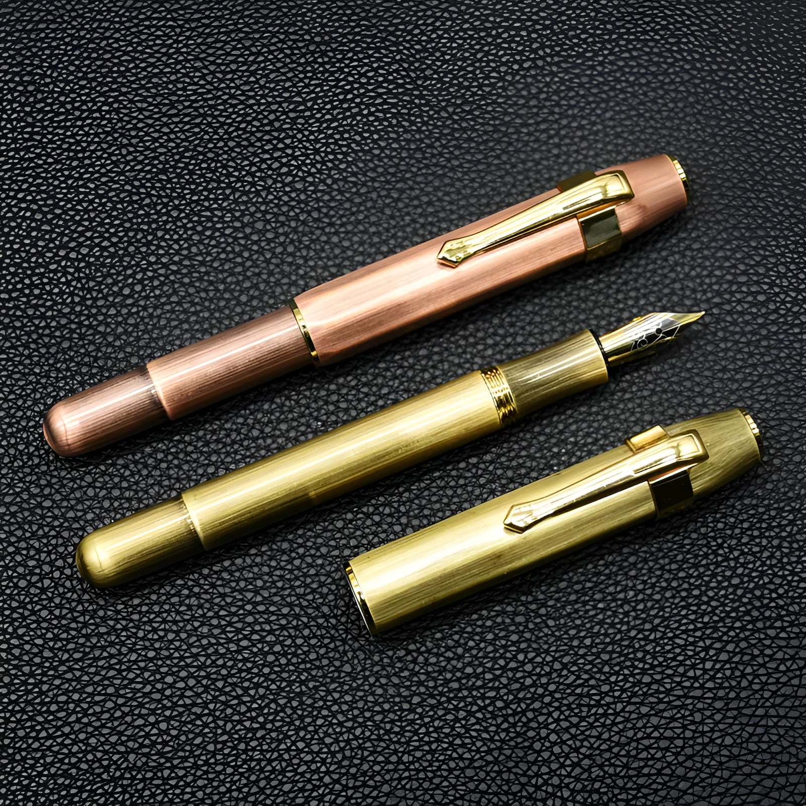Vintage octagonal metal fountain pen in copper finish with stainless steel nib and gift box