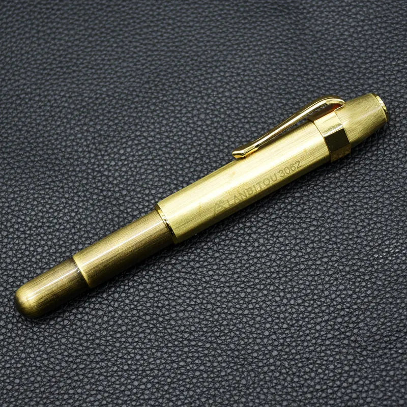 Vintage octagonal metal fountain pen in copper finish with stainless steel nib and gift box