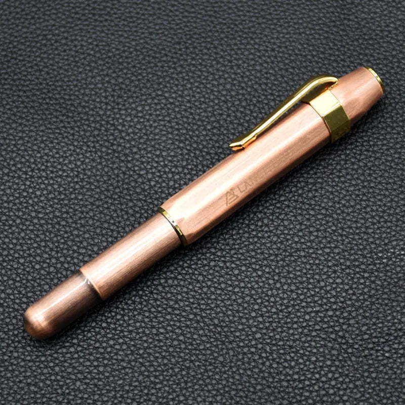 Vintage octagonal metal fountain pen in copper finish with stainless steel nib and gift box
