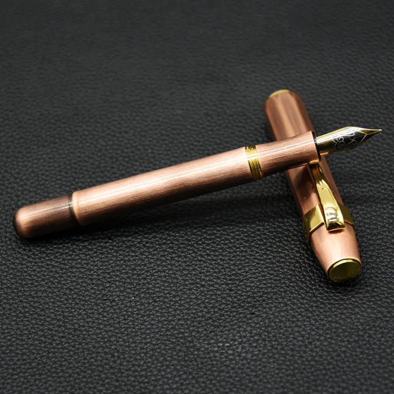 Vintage octagonal metal fountain pen in copper finish with stainless steel nib and gift box