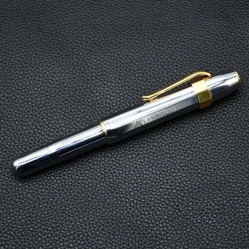 Vintage octagonal metal fountain pen in copper finish with stainless steel nib and gift box
