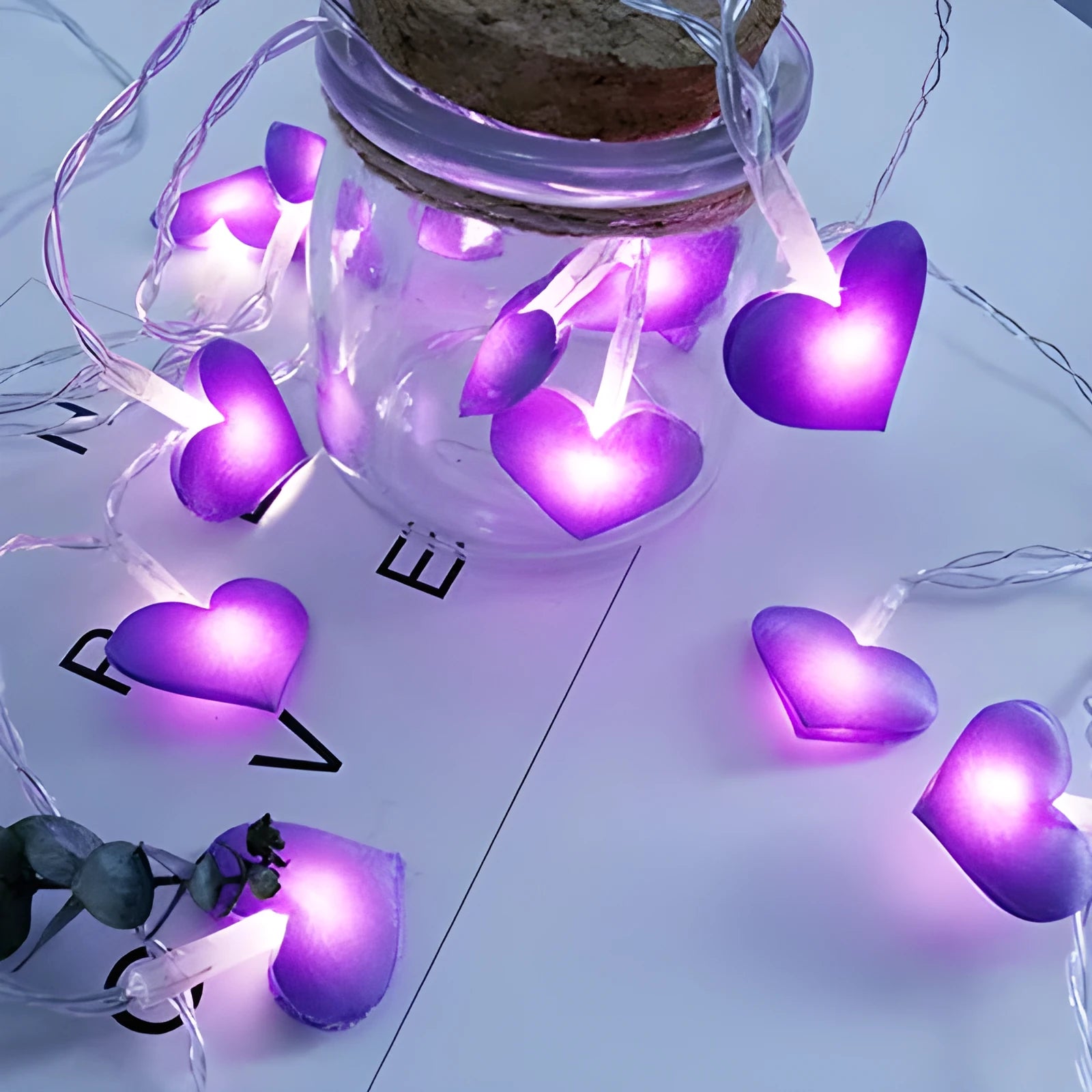 Love heart LED fairy string lights 3m pink purple battery operated bedroom wedding decoration