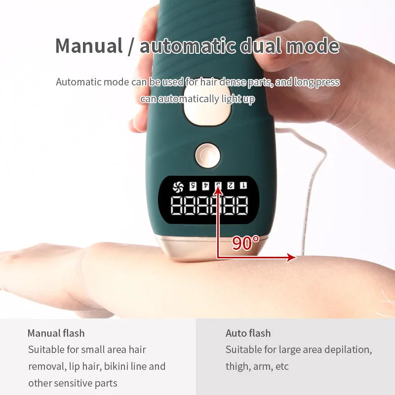 Green IPL painless laser epilator with 590nm wavelength and 500000 flashes for women hair removal