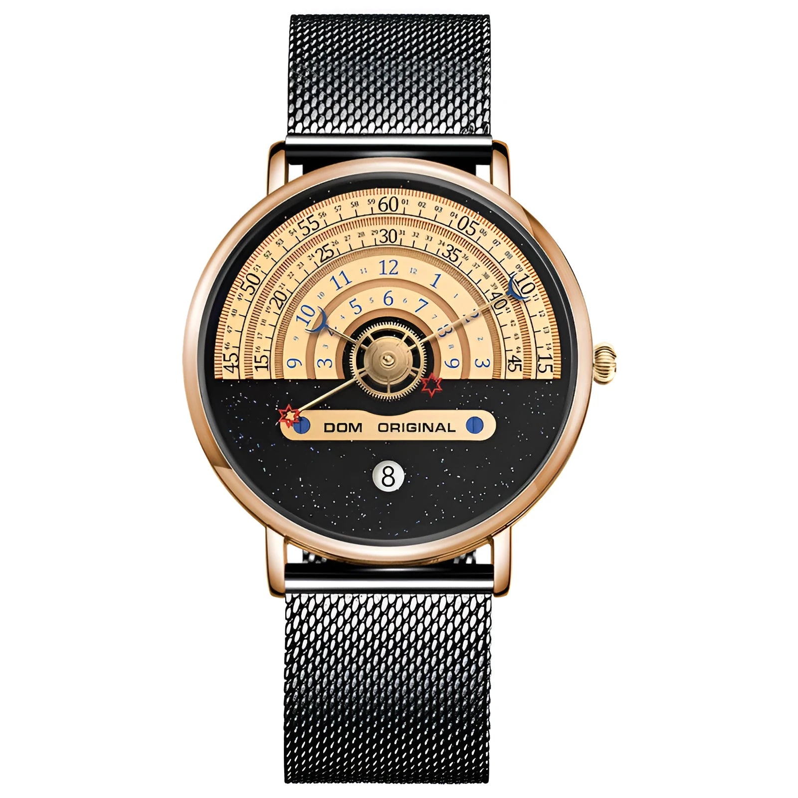 Men's M-1288 quartz sports watch with 40mm dial and alloy case in gold or silver colours