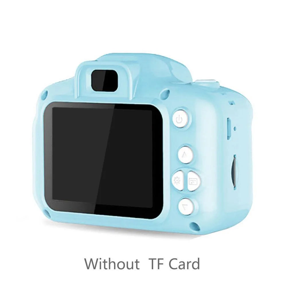 Children's HD digital waterproof camera in blue with 2.3 inch screen and compact design