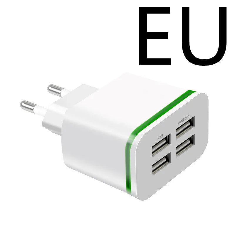 Universal travel charging head in black with ABS shell, USB interface, and EU plug