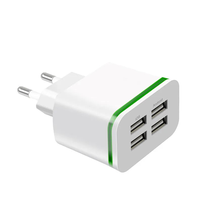 Universal travel charging head in black with ABS shell, USB interface, and EU plug