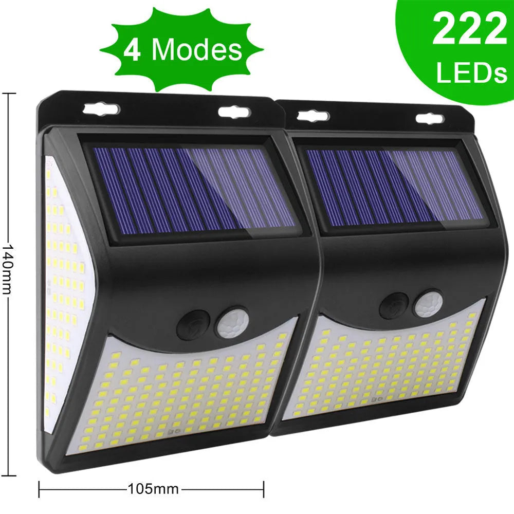 3-mode 140 LED solar security light with motion sensor in acrylic casing for outdoor garden use