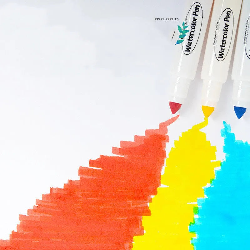 Children's washable watercolour pen set with plastic brush tips in 36 or 48 colour options