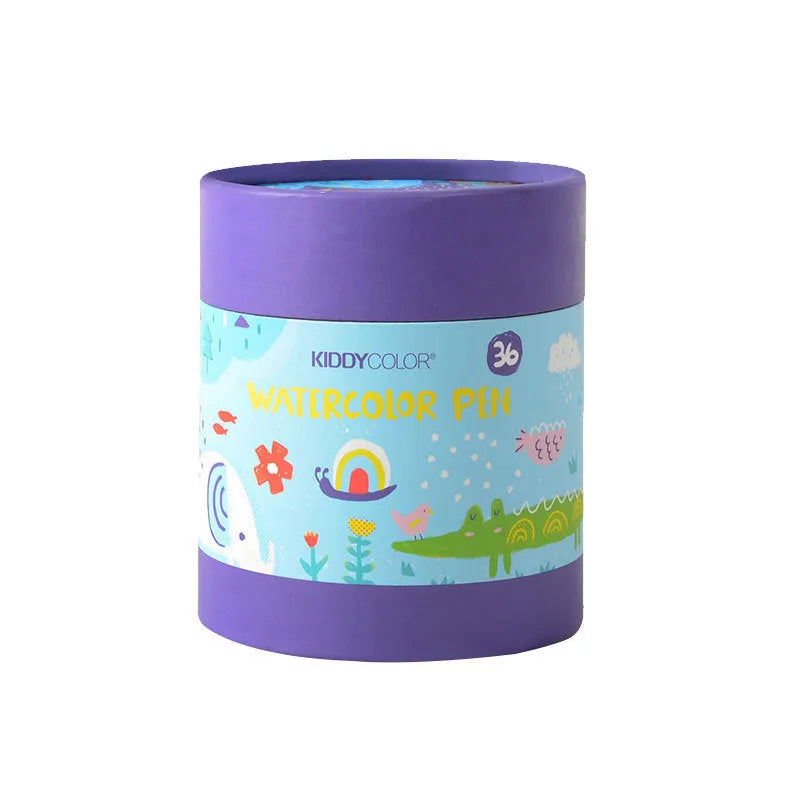 Children's washable watercolour pen set with plastic brush tips in 36 or 48 colour options