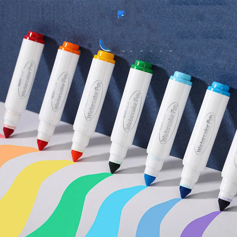 Children's washable watercolour pen set with plastic brush tips in 36 or 48 colour options