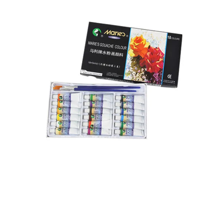Boxed set of Marley gouache paint tubes in 5ml and 12ml sizes, showing multiple colour options.