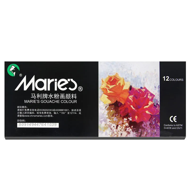 Boxed set of Marley gouache paint tubes in 5ml and 12ml sizes, showing multiple colour options.