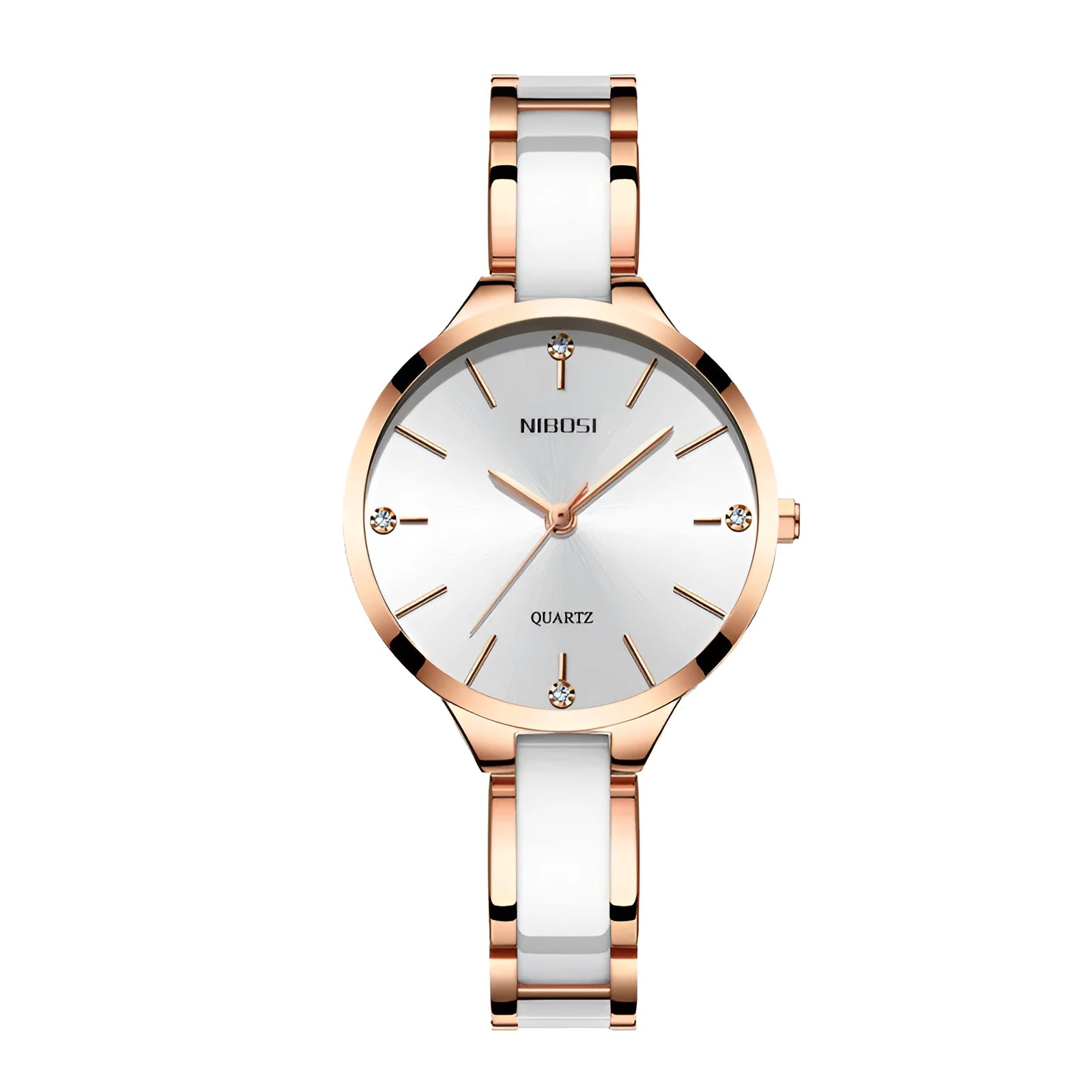Rhinestone ceramic quartz ladies watch with 33mm dial, stainless steel and ceramic strap, black colour option