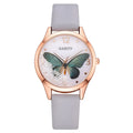 Gaiety brand ladies wrist watch with removable rhinestone butterfly decoration on leather strap