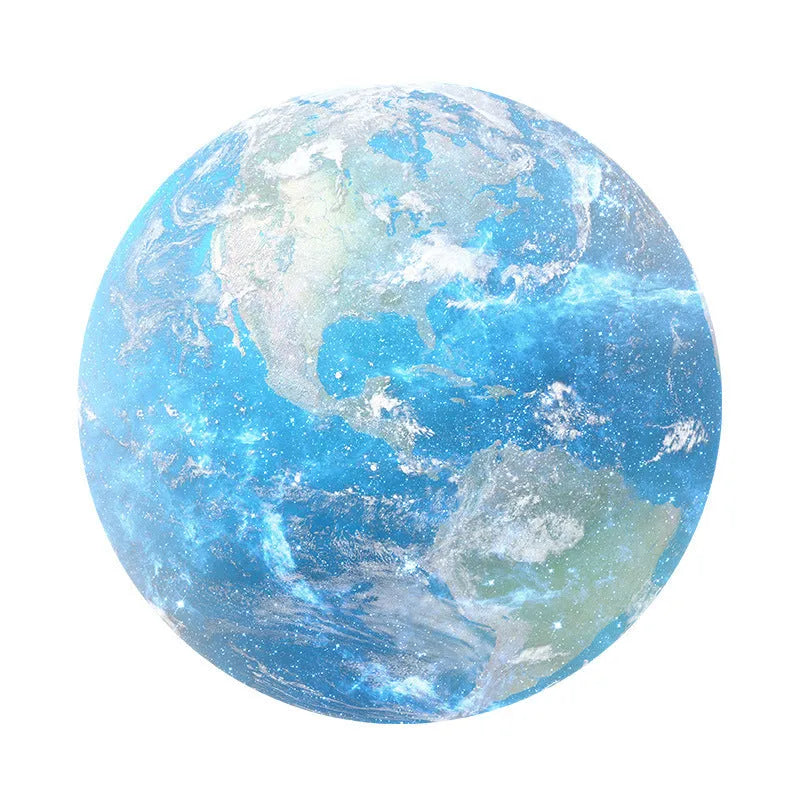 Circular natural rubber laptop cushion with silk cloth surface showing planet design