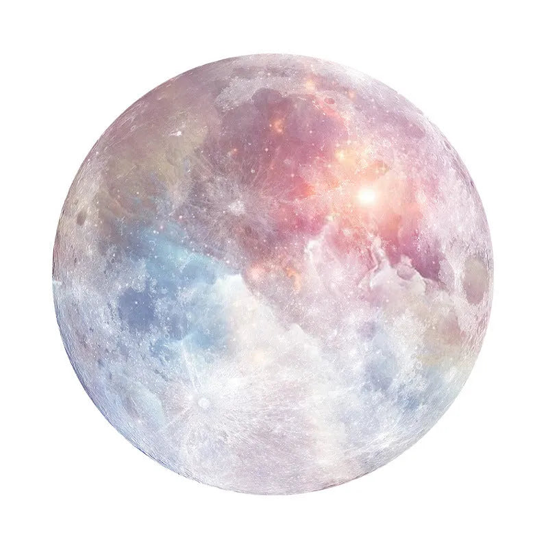 Circular natural rubber laptop cushion with silk cloth surface showing planet design