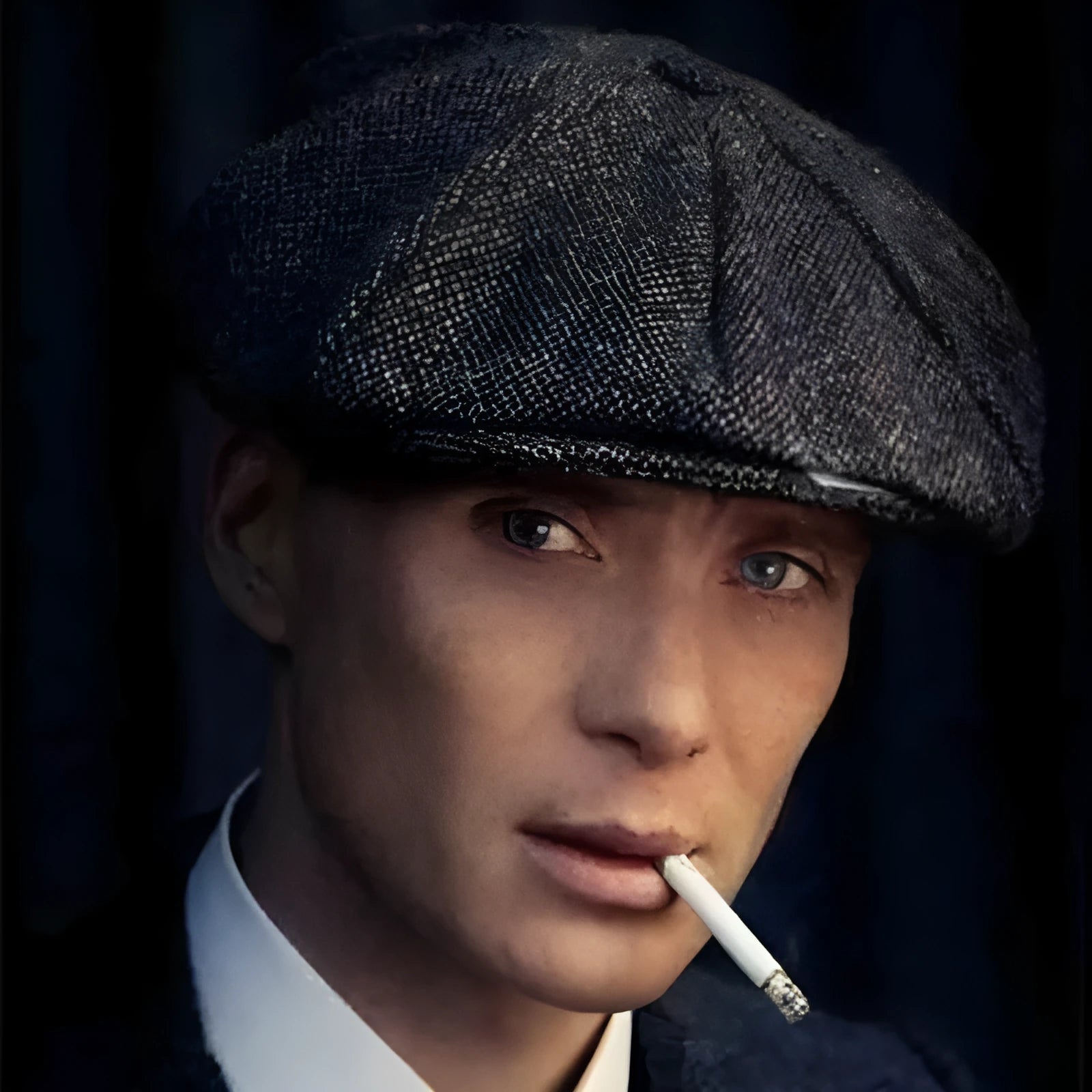 Unisex herringbone newsboy cap in polyester with plaid pattern, available in black brown grey, Gatsby style