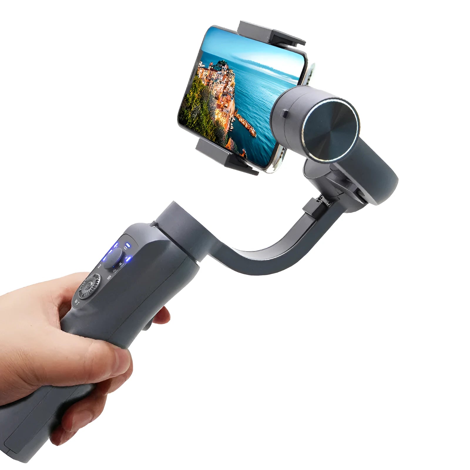 Mobile phone three-axis stabilizer with extension rod and tripod accessories