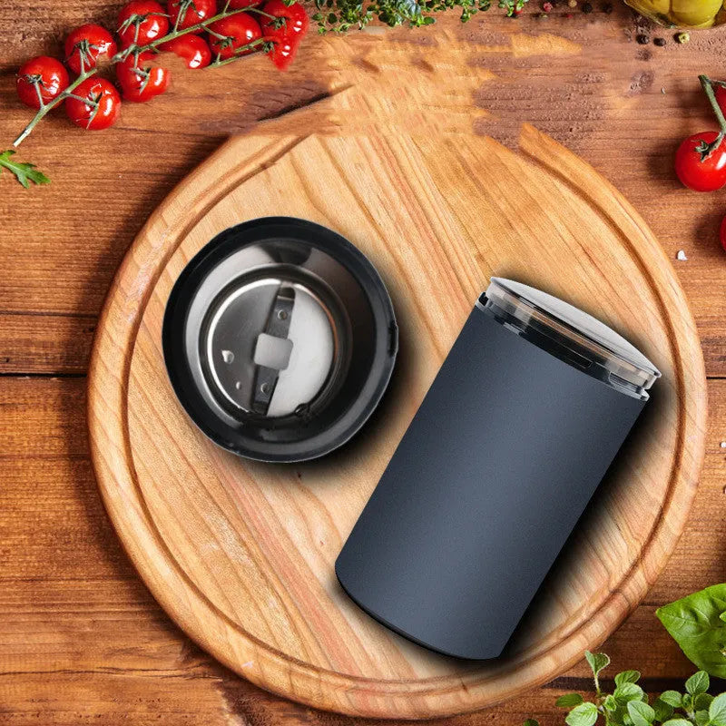 Navy 150W electric herb grinder 150A with aluminium alloy cup, compact 15.5cm size, on a kitchen counter