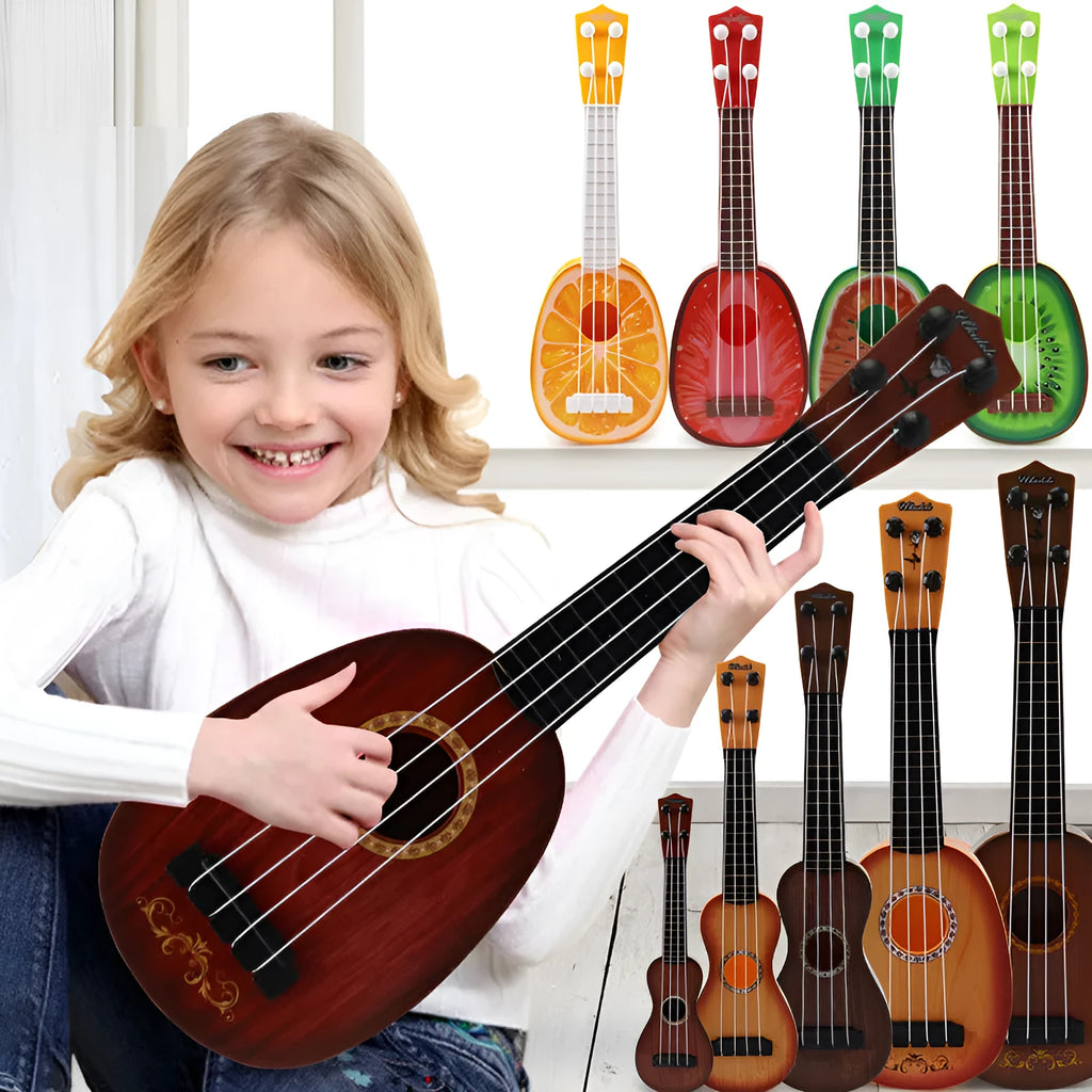 Children's retro-style simulation ukulele toy measuring 38cm with plastic construction