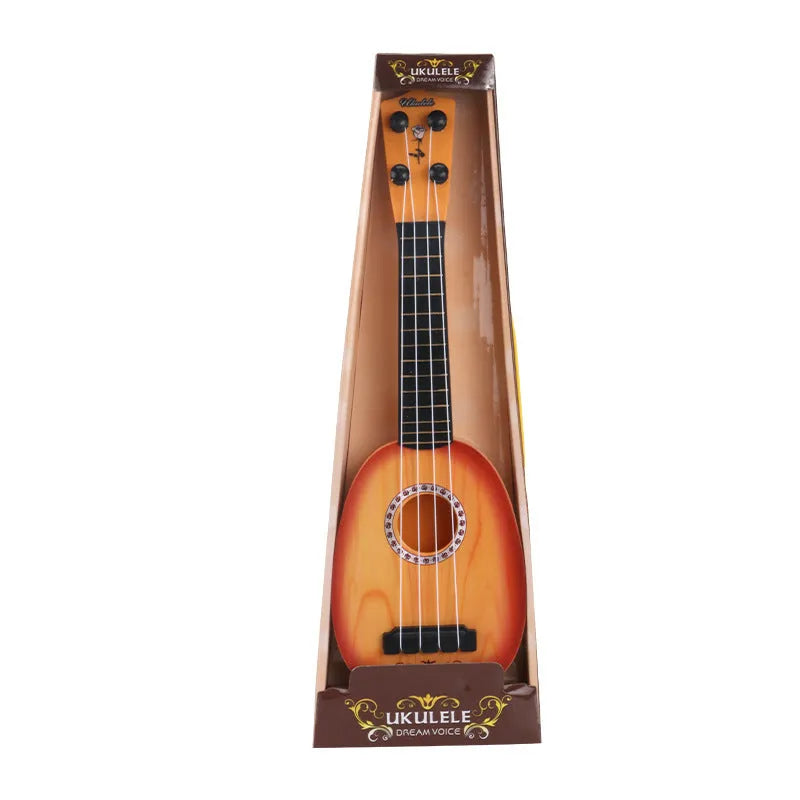 Children's retro-style simulation ukulele toy measuring 38cm with plastic construction