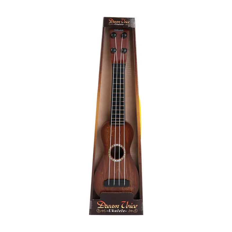 Children's retro-style simulation ukulele toy measuring 38cm with plastic construction